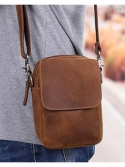 Strutt - Brown Wayfarer Leather Crossbody Bum Bag (Medium)