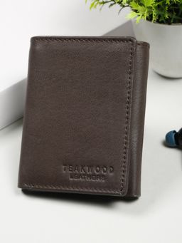 Teakwood - Leathers Men's Brown Leather Tri-Fold Wallet