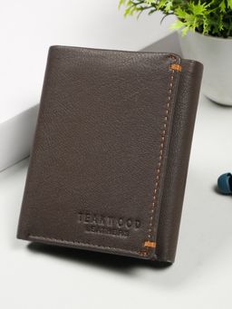 Teakwood - Leathers Men's Brown Leather Tri-Fold Wallet