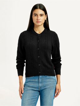 Levi's - Women's Self Design Black Round Neck Cardigan