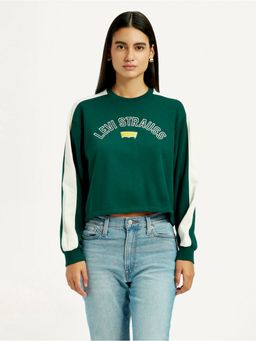 Levi's - Women's Colorblock Dark-Green Crew Neck Sweatshirt