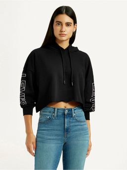 Levi's - Women's Brand Logo Black Hooded Sweatshirt