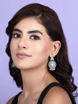 Auraa Trends - Classic Oxidised Grey Earrings For women