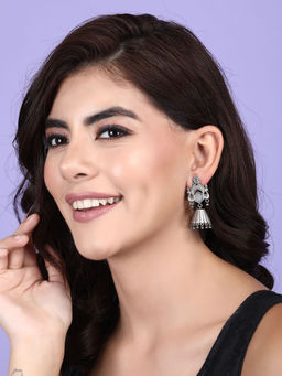 Auraa Trends - Classic Oxidised Grey Drop Earrings For women