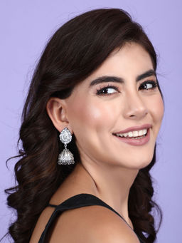 Auraa Trends - Classic Oxidised Grey Jhumkis Earrings For women