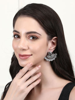 Auraa Trends - Classic Oxidised Green Stone Earrings For women