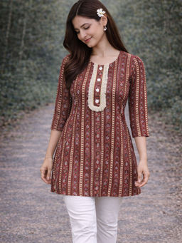 Lative Colours Of Fashion - Brown Grace Short Kurti
