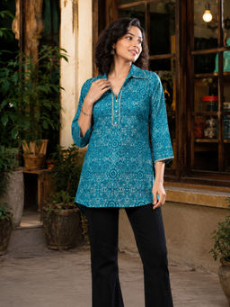Lative Colours Of Fashion - Blue Breeze Short Kurti