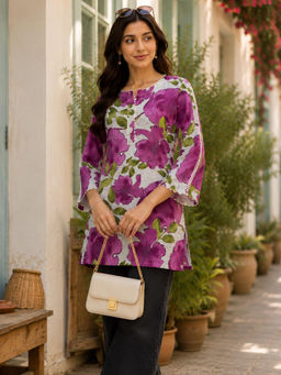 Lative Colours Of Fashion - Purple Petal Short Kurti