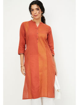 max - Orange Colourblock Straight Kurta
