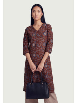 max - Red Floral Print Straight Kurta