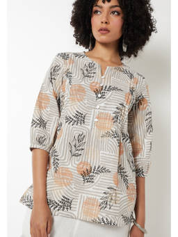 max - Beige Printed Short Kurti