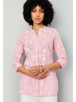 max - Purple Floral Embroidered Short Kurti