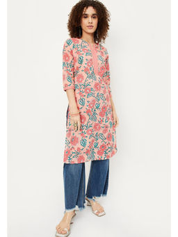 max - Pink Printed Straight Kurta