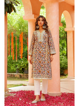 CHHAAP TILAK - Ivory Elegance Gota Handblock Cotton Kurta