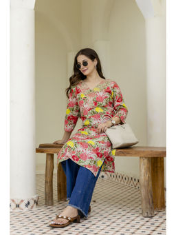 Surhi - Multi-Color Cotton Embroidered Kurta