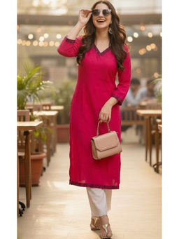 Surhi - Pink Cotton Embroidered Kurta