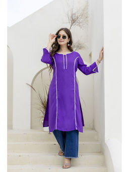 Surhi - Purple Cotton Embroidered Kurta