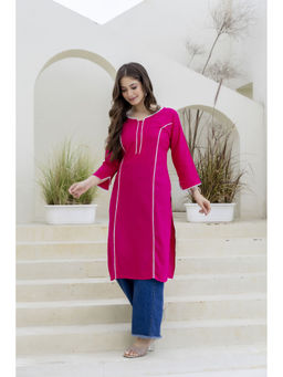 Surhi - Pink Cotton Embroidered Kurta