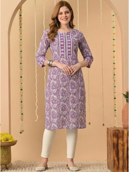 Surhi - Lavender Cotton Printed Kurta