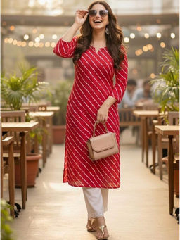 Surhi - Red Cotton Printed Kurta