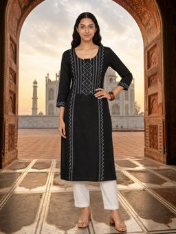 Rangita - Women Black Embroidery Kurta