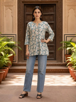 Rangita - Women White Printed Short Kurti