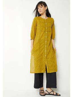 max - Mustard Embroidered Straight Kurta