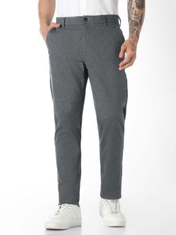 Jack & Jones - Grey Textured Casual Chinos