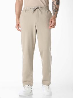 Jack & Jones - Beige Solid Plain Casual Chinos