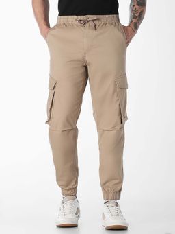 Jack & Jones - Brown Solid Plain Casual Joggers