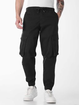 Jack & Jones - Black Solid Plain Casual Joggers
