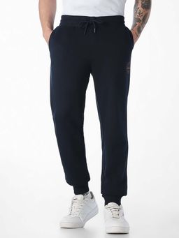 Jack & Jones - Navy Blue Solid Plain Casual Trackpant
