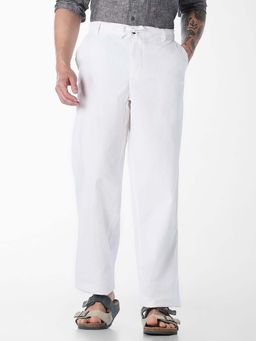 Jack & Jones - White Solid Plain Casual Chinos