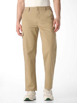 Jack & Jones - Beige Solid Plain Casual Cargo