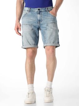 Jack & Jones - Blue Solid Plain Casual Shorts