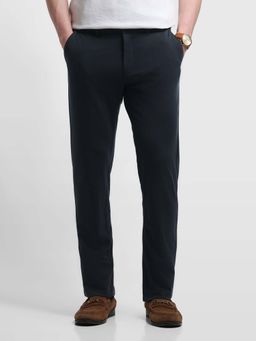 Arrow Newyork - Navy Blue Solid Plain Formal Trouser