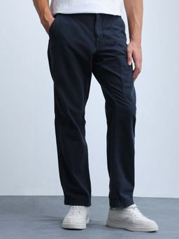 Flying Machine - Navy Blue Textured Casual Cargo