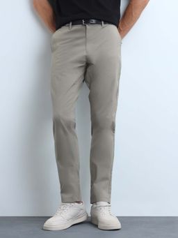 Flying Machine - Beige Solid Plain Casual Trouser
