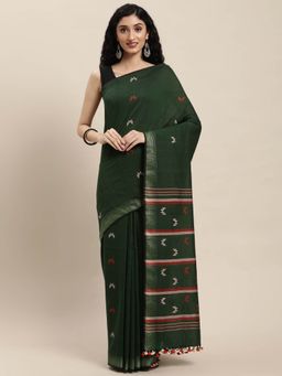 ArtEastri - Green Cotton Jamdani Saree with Unstitched Blouse Piece