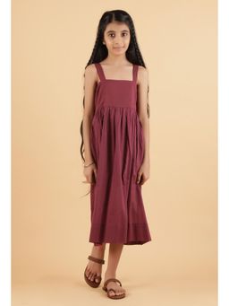 Tjori - Maroon Solid Mulmul Dress