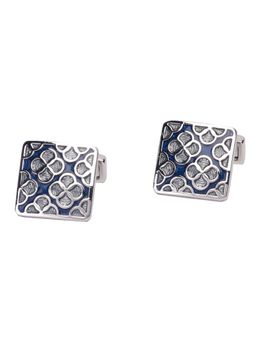 The Tie Hub - Blue Floral Square Cufflinks