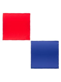 The Tie Hub - Solid Red and Solid Blue Pocket Square (Pack of 2)