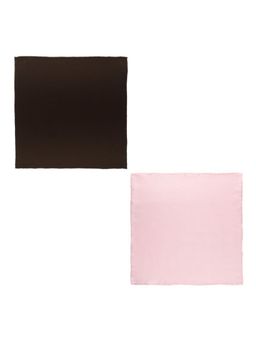 The Tie Hub - Solid Black and Solid Baby Pink Pocket Square (Pack of 2)