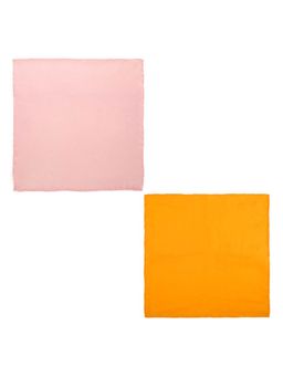 The Tie Hub - Solid Lite Peach and Solid Mustard Pocket Square (Pack of 2)