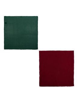 The Tie Hub - Solid Lite Green and Solid Burgundy Pocket Square (Pack of 2)