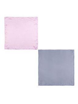 The Tie Hub - Solid Pastel Purple and Solid Steel Grey Silk Pocket Square (Pack of 2)