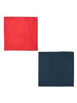 The Tie Hub - Solid Teal Satin and Solid Red Satin Pocket Square (Pack of 2)