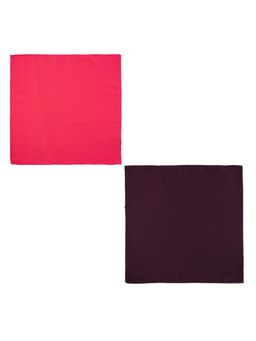 The Tie Hub - Solid Raspberry Pink Satin and Solid Wine Satin Pocket Square (Pack of 2)