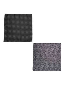 The Tie Hub - Revolve Mini Polka and Custom Grey Paisley Microfiber Pocket Square (Pack of 2)